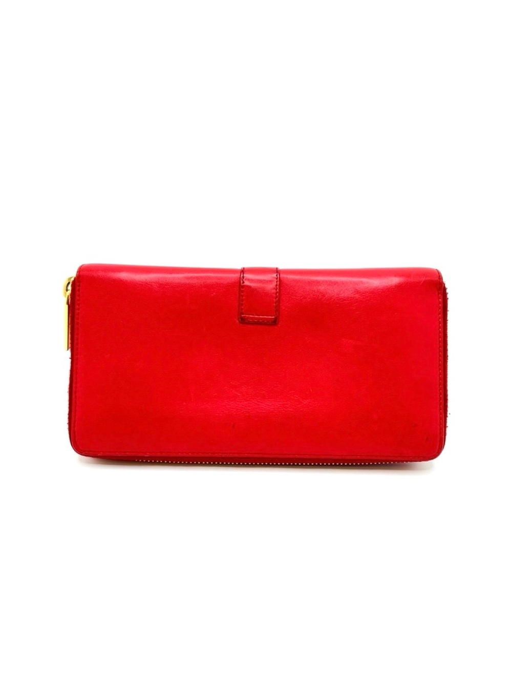 Authentic SAINT LAURENT YSL Calfskin Red Leather Zip Long Wallet - Picture 2 of 10